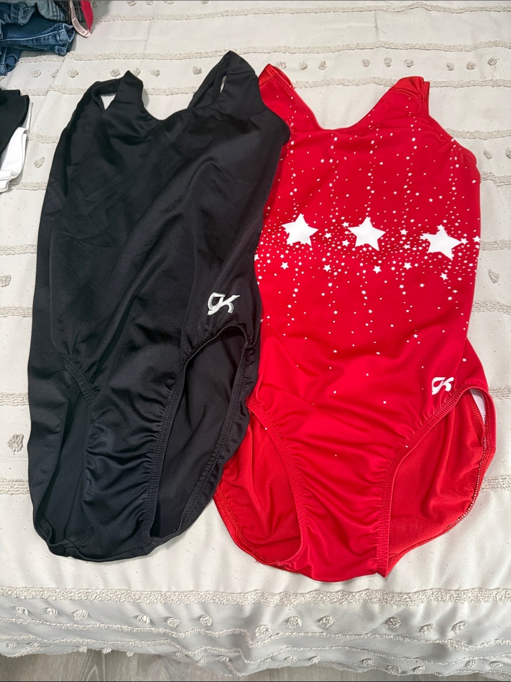 GK Kids One-Piece Bodysuits — Red with White Stars & Black